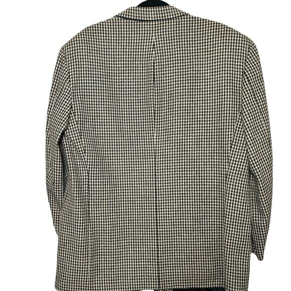 Donna Karan Men’s 100% Wool Houndstooth Blazer Black/Brown Size 46 Regular - Picture 3 of 8